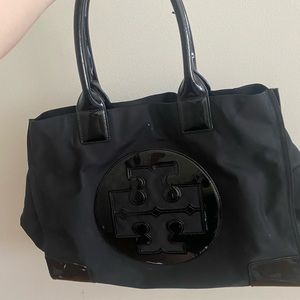 Tory burch large Ella tote, black exterior & cream interior